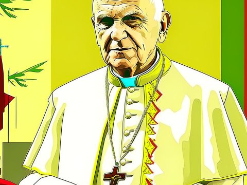 Illustration of Pope John Paul II in Vibrant Colors