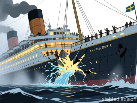 Illustration of Ship Andrea Doria Collision