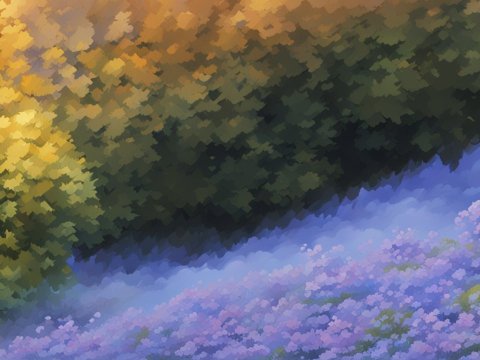 Impressionist Digital Landscape with Autumn Foliage and Lavender Field