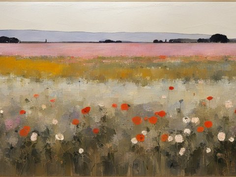 Impressionist Field with Wildflowers