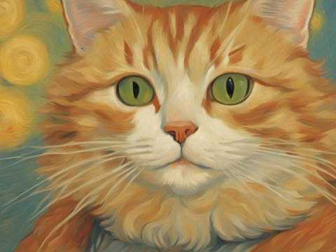 Impressionist Style Portrait of an Orange Tabby Cat
