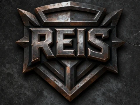 Industrial Metal Emblem with 'REIS' Text
