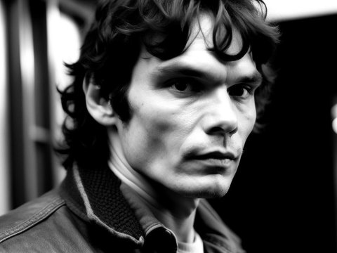 Intense Black and White Portrait of a Man