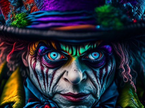 Intense Close-Up of The Mad Hatter with Vivid Colors