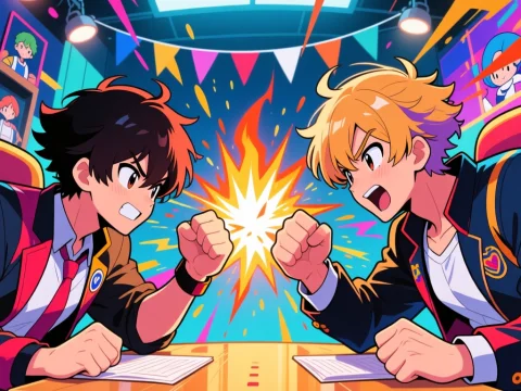 Intense Debate Between Two Anime Characters