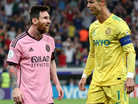 Intense Football Moment Between Two Star Players