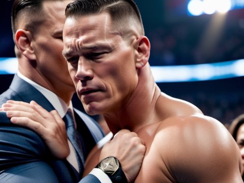 Intense Moment Between Two Men in a Sports Arena