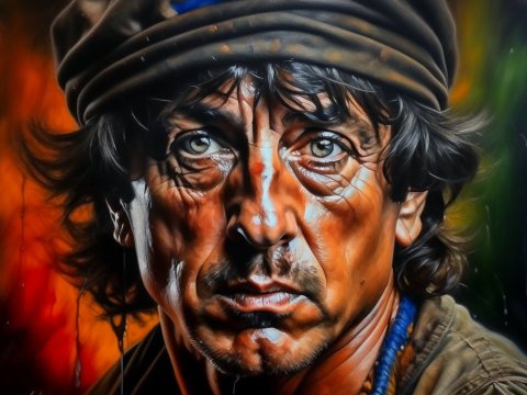Intense Portrait of a Soldier in Oil Painting Style