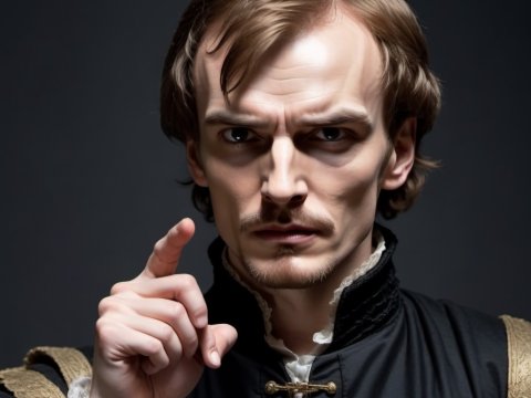 Intense Renaissance Man Pointing Forward