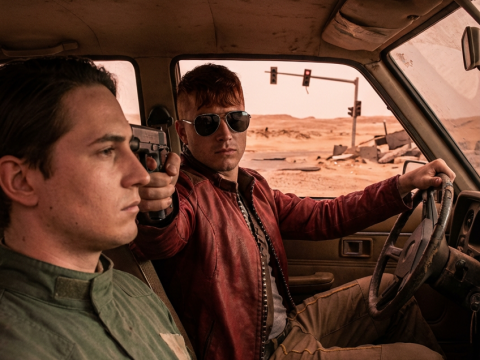 Intense Training Session in Desert Vehicle