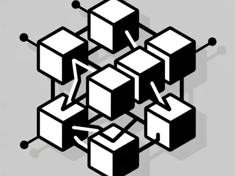 Interlocking Dice Network Pictogram