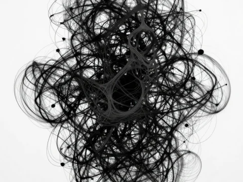 Intricate Abstract Digital Sculpture in Black and White
