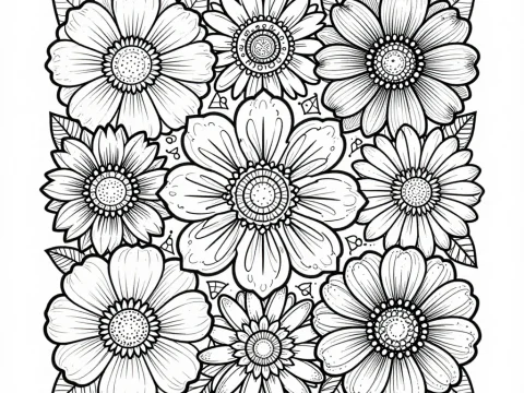 Intricate Black and White Floral Coloring Page