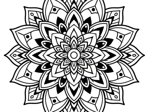 Intricate Black and White Radial Mandala Design