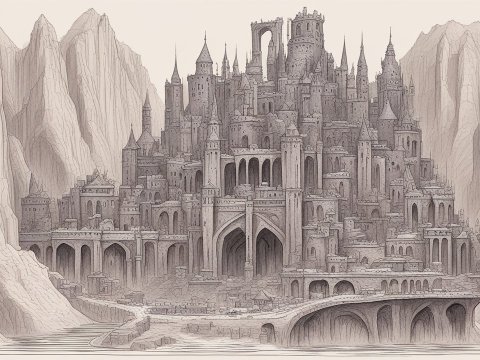 Intricate Dwarven City Carved into Mountain