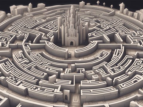 Intricate Fantasy Maze with Central Tower