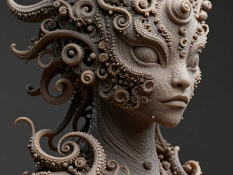 Intricate Fractal Mythical Creature Closeup