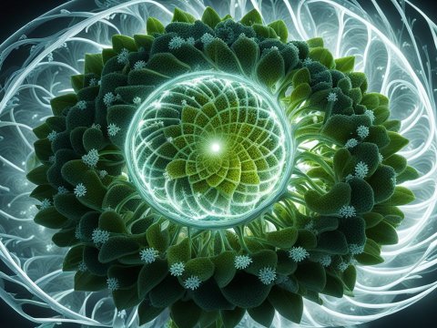 Intricate Genetically Engineered Plant with Glowing Patterns