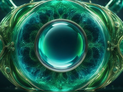 Intricate Green Abstract Orb with Organic Patterns