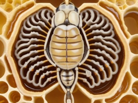 Intricate Honeycomb with Stylized Bee Design