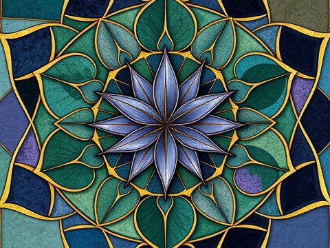 Intricate Stained Glass Mandala with Floral Motif
