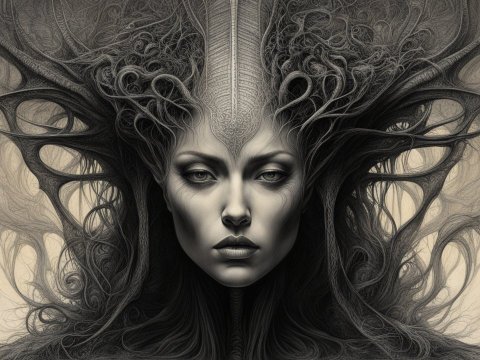 Intricate Surreal Portrait of a Female Figure