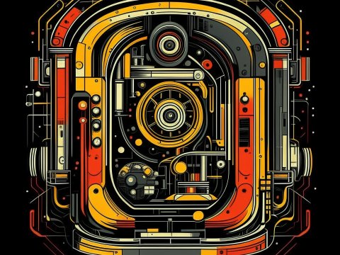 Intricate Vector Illustration of a Mechanical Machine