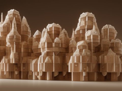 Intricate Wooden Architectural Model
