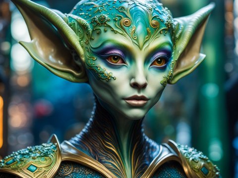 Intricately Detailed Alien Elf Portrait