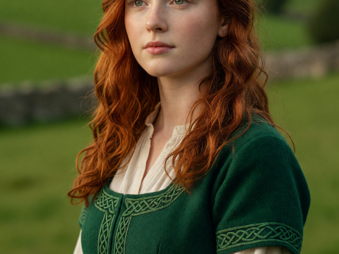 Irish Redhead in Traditional Celtic Dress