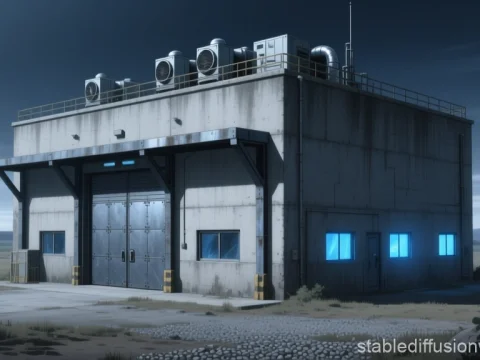 Isolated Industrial Bunker at Dusk