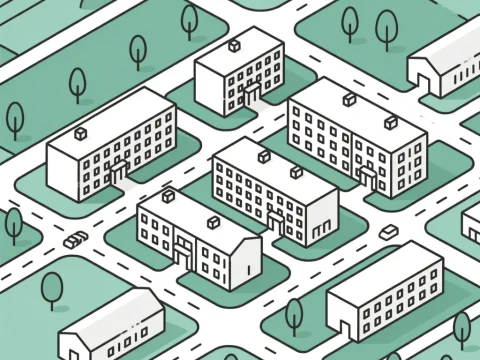 Isometric Illustration of a Residential Neighborhood