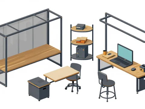 Isometric Industrial Office Furniture Set