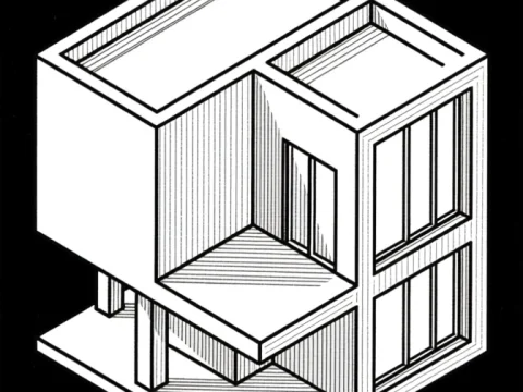 Isometric Modern Architecture Line Art