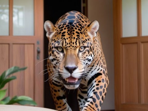 Jaguar Entering a Modern Home