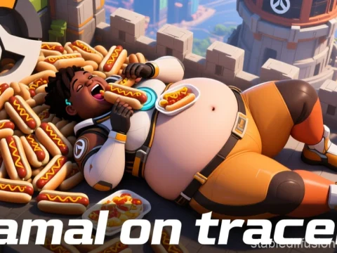 Jamal Enjoying Hotdogs in Overwatch Style