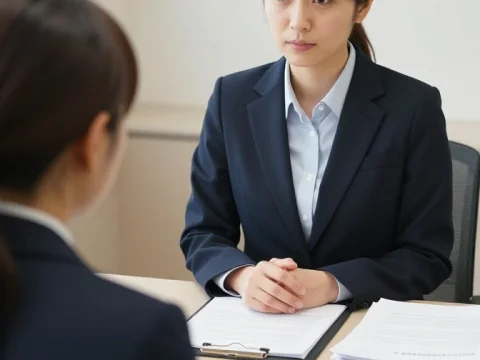 Japanese Caseworker Conducting Office Interview