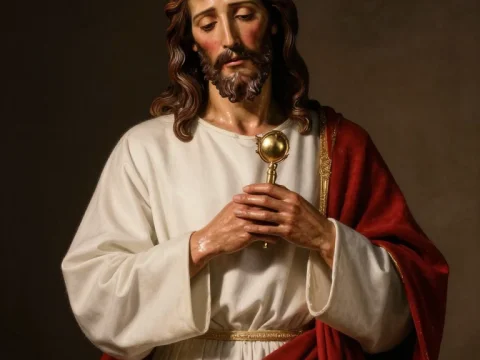 Jesus Holding the Holy Host in Reverence