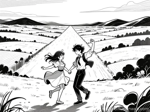 Joyful Dancing Couple in a Vast Countryside