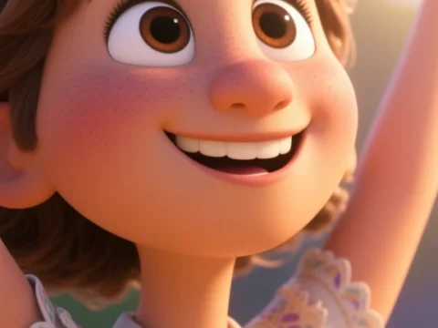 Joyful Pixar-Style Character Celebrating Victory