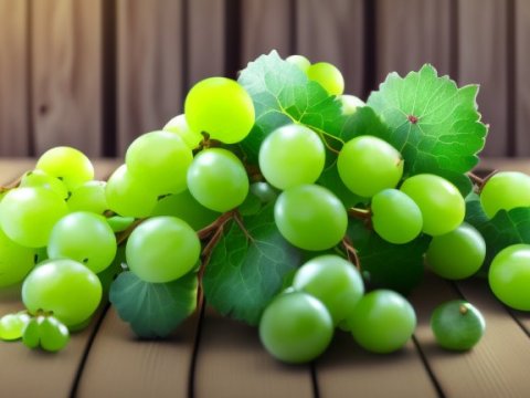Juicy Green Grapes on Wooden Surface