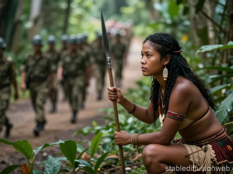 Jungle Warrior Observing Military Patrol