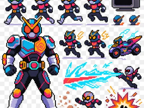Kamen Rider Pixel Art Character Spritesheet