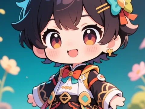 Kawaii Chibi Anime Character with Cat Ears