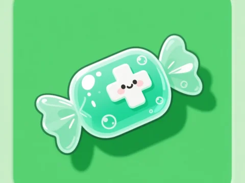 Kawaii Mint Lozenge Candy with Smiling Face