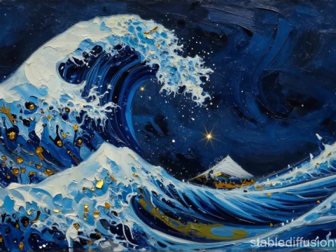 Kiefer-Inspired Burning Wave Painting