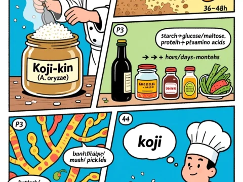 Koji Fermentation Process Explained in Comic Panels