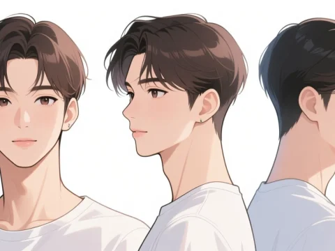 Korean Male Idol Character Portraits in Anime Style