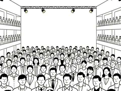 Large Crowd of People in a Studio Setting