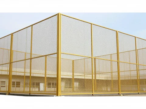 Large Yellow Metal Fence Enclosure in Industrial Area